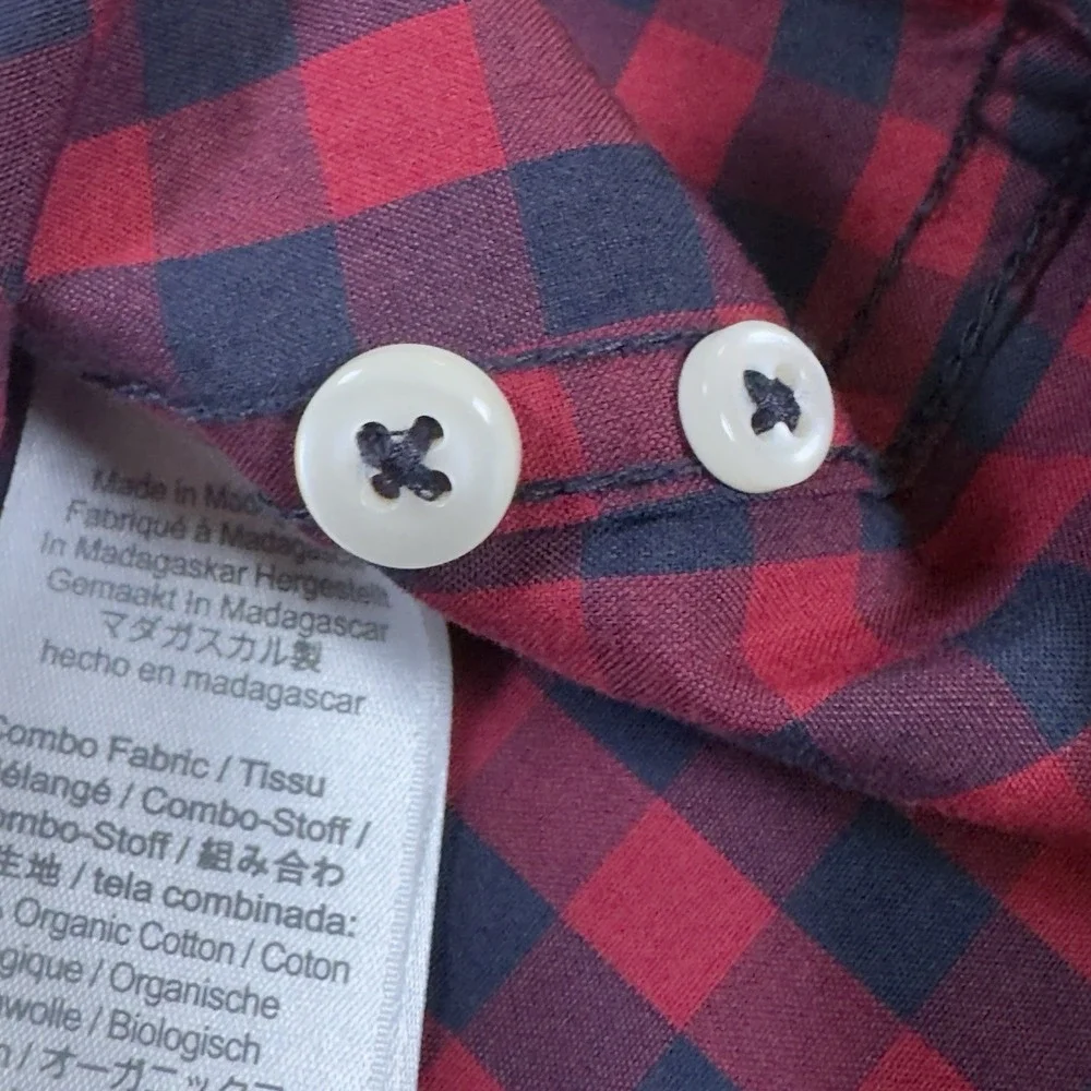 J Crew Mens XXL‎ Slim Fit Stretch Button Down Long Sleeve Shirt Navy Red Plaid